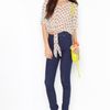 Nasty Gal Tied Dot Blouse in Beige (red) - Lyst
