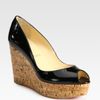 Christian Louboutin Patent Leather Cork Wedge Pumps in Black - Lyst