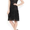 Oscar De La Renta Sequined Chiffon and Chantilly Lace Dress in Black - Lyst