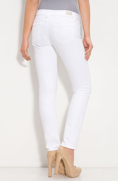Paige Skyline Skinny Stretch Denim Ankle Jeans in White (optic white) - Lyst