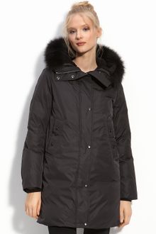 Sam. Hooded Down Coat with Fox Fur Trim - Lyst