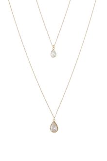 Swarovski Orelia Two Row Teardrop Necklace - Lyst