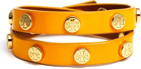 Tory Burch Double Wrap Bracelet in Yellow (lemon) - Lyst