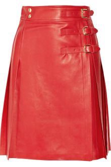Yves Saint Laurent Pleated Leather Wrap Skirt - Lyst
