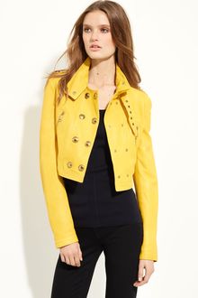 Burberry Lambskin Leather Crop Jacket - Lyst