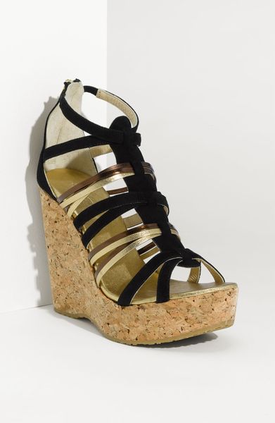 Jimmy Choo Pekabo Cork Sandal in Black - Lyst