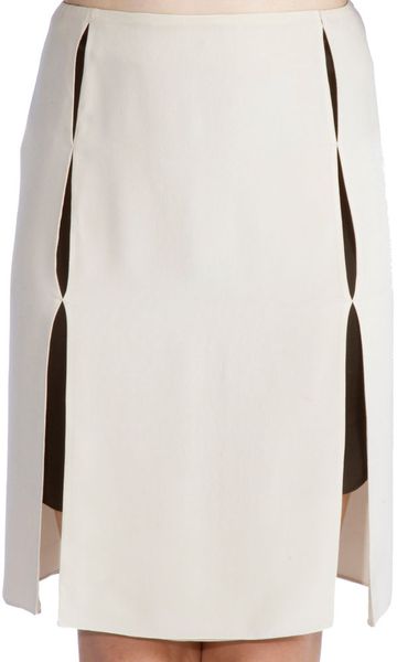 Lanvin Slashed Skirt in Beige (black) - Lyst