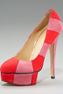 Charlotte Olympia Striped Suede Platform Pump - Lyst