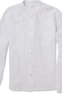 Hartford Grandad Collar Linen Shirt - Lyst