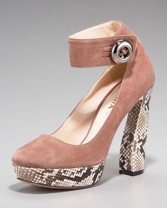  Suede & Python Ankle-strap Pump 