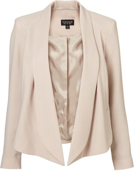 Topshop Seam Front Waterfall Jacket in Beige (blonde) - Lyst