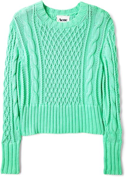 Acne Jade Crop Cable Knit in Green (mint) - Lyst