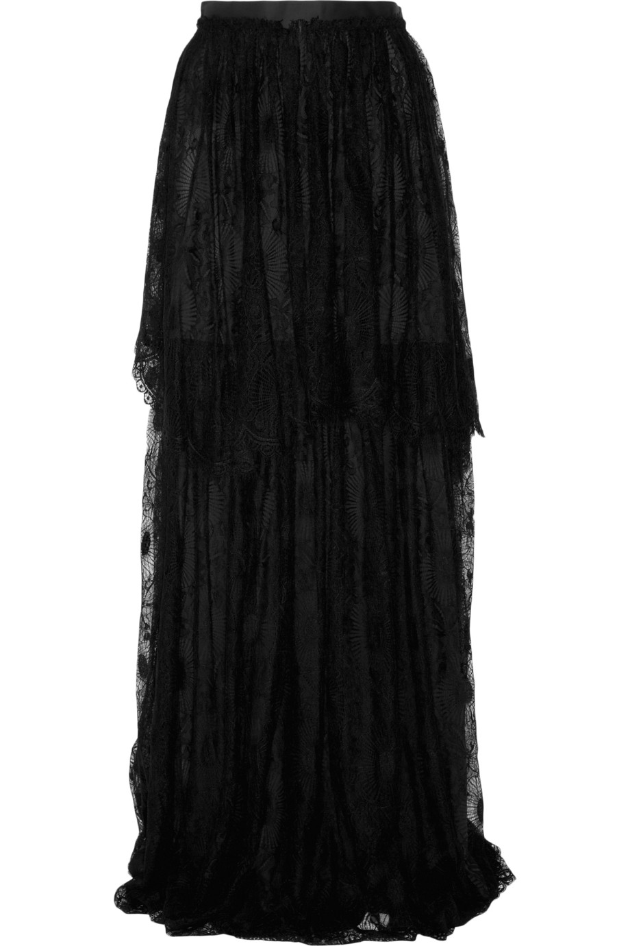 tiered lace maxi skirt