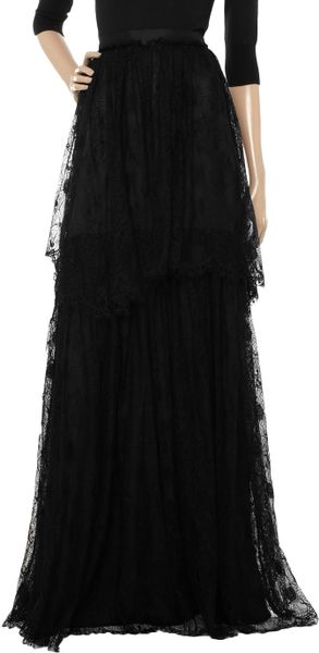 tiered lace maxi skirt