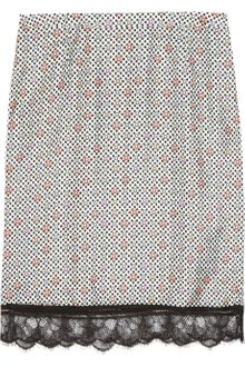 Emanuel Ungaro Lace-Trimmed Printed Silk Skirt - Lyst