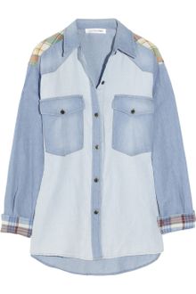 Etoile Isabel Marant Guan Patchwork Denim and Plaid Shirt - Lyst