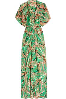 Issa Printed Silk-satin Kimono Maxi Dress - Lyst