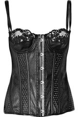La Perla Leather and Lace Paneled Corset