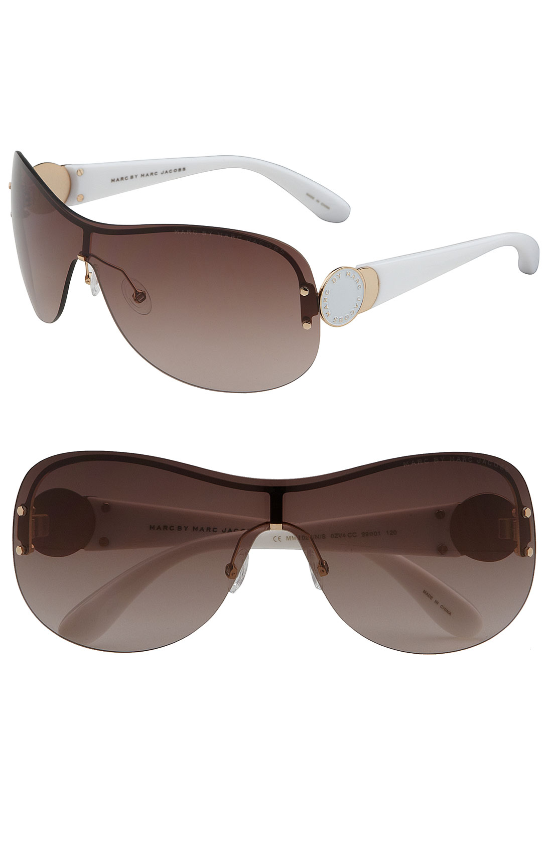 Marc By Marc Jacobs Metal Logo Shield Sunglasses In Gold Gold White Spiegel Lyst 1455