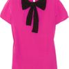 Miu Miu Lacebow Silk Top in Purple (fuchsia) - Lyst