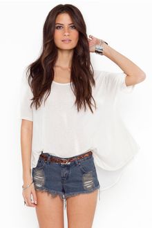 Nasty Gal Sheer Back Tee - Ivory - Lyst