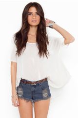 Nasty Gal Sheer Back Tee - Ivory