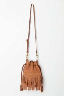 Nasty Gal Studded Fringe Bucket Bag - Tan - Lyst