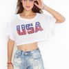 Nasty Gal Stars and Stripes Crop Tee in White - Lyst