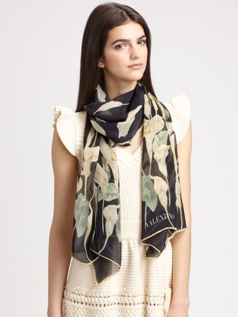 Valentino Silk Calla Lilies Scarf - Lyst
