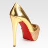 Christian Louboutin Maggie Glittercoated Metallic Snakeprint Leather Platform Pumps in Gold (nude) - Lyst