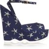 Yves Saint Laurent Riviera Starfishprint Canvas Wedge Sandals in Blue (white) - Lyst