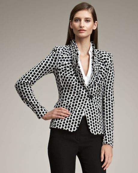 Armani PleatedLapel Dot Print Jacket in Black (off wht blk) - Lyst