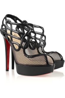Christian Louboutin Brandaplato 140 Leather and Mesh Sandals - Lyst