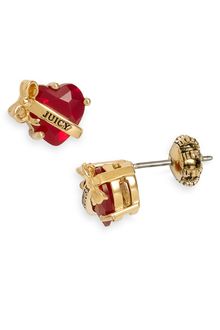 Juicy Couture Crystal Clear Couture Heart Stud Earrings - Lyst