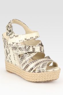 Kors By Michael Kors Snake-Print Leather Espadrille Wedge Sandals - Lyst