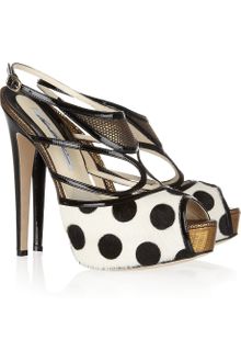 Brian Atwood Aura Polka-dot Calf Hair Sandals - Lyst