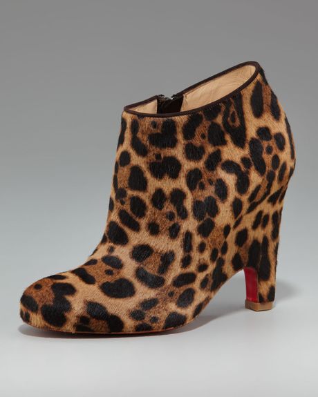 leopard print low heel booties