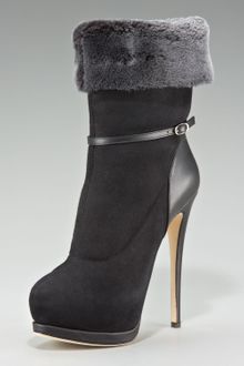 Giuseppe Zanotti Fur-trimmed Suede Bootie - Lyst