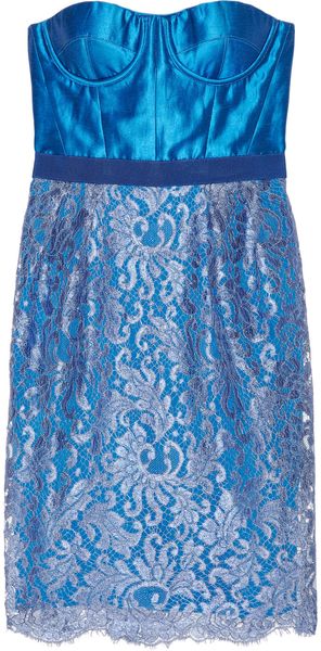Matthew Williamson Silk-blend and Lace Bustier Dress - Lyst