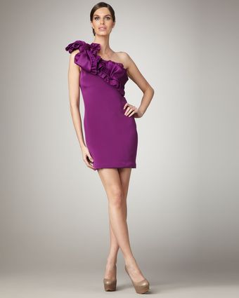  One-shoulder Pleated Silk Dress 
