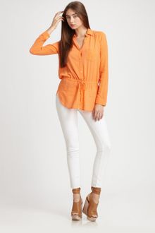 C&c California Cotton Drawstringwaist Blouse - Lyst