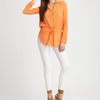 C&c California Cotton Drawstringwaist Blouse in Orange (white) - Lyst