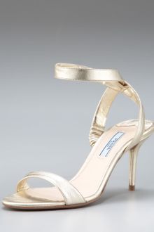 Prada Metallic Ankle-strap Sandal - Lyst
