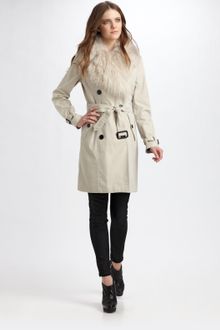 Burberry Fox-trimmed Trenchcoat - Lyst
