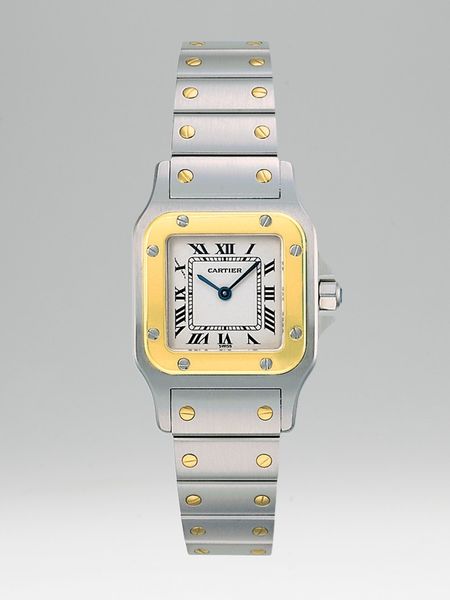 Cartier Santos Galbee Stainless Steel and 18k Yellow Gold Watch On Bracelet, Small in Gold - Lyst