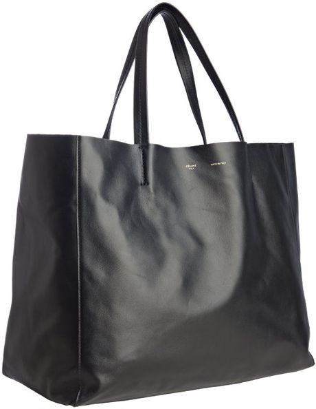 Celine Black Leather Large Tote Bag in Black | Lyst