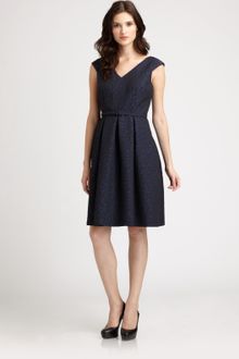 David Meister Belted Jacquard Dress - Lyst