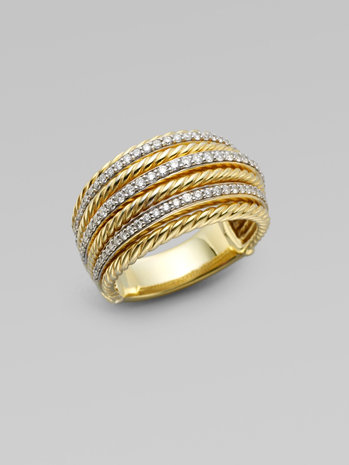David Yurman Diamond Accented Banded Ring in Gold Lyst
