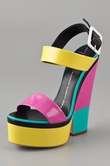 Giuseppe Zanotti Patent Colorblock Sandals - Lyst