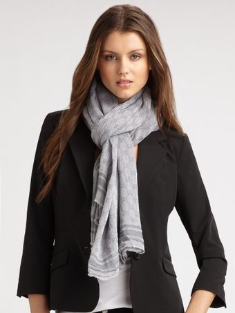 Gucci Cotton Gg Pattern Scarf - Lyst